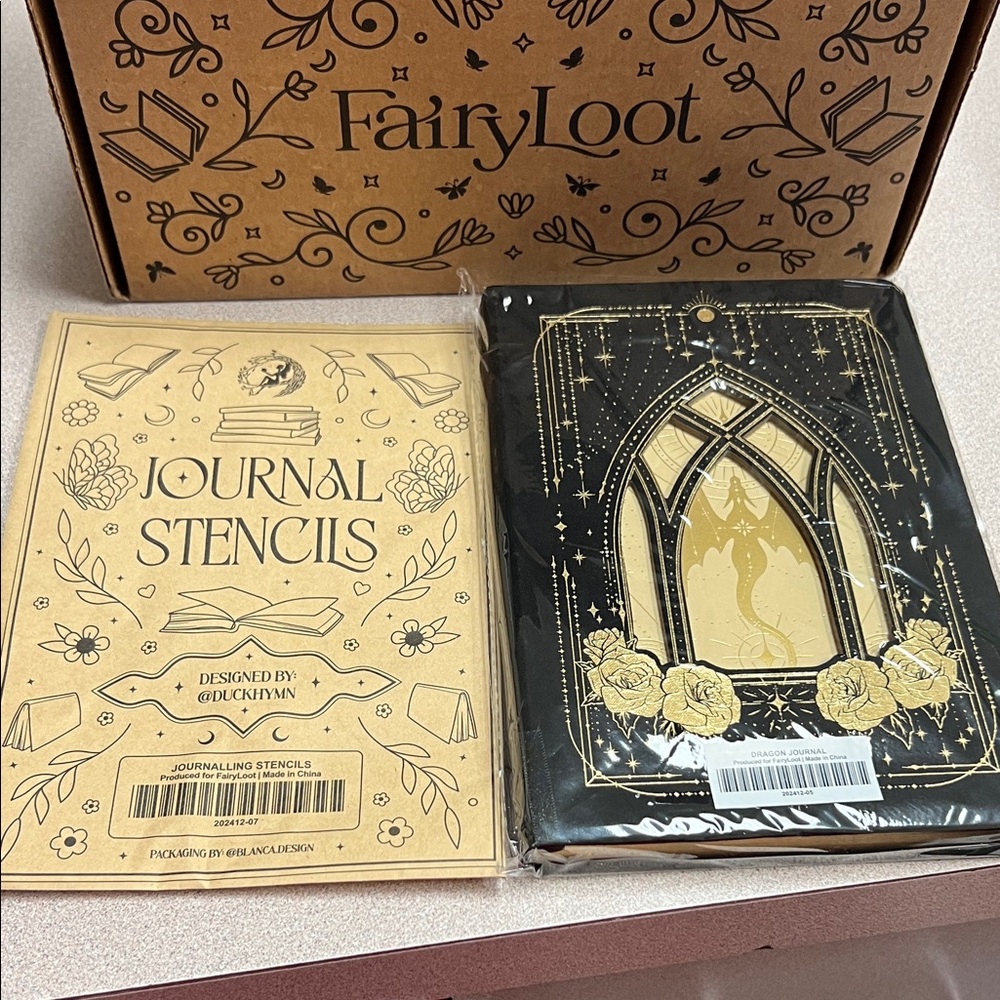 FairyLoot Black and Gold Journal with Stencils